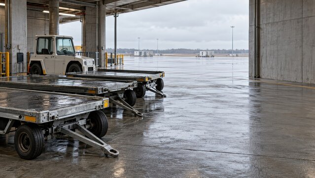 Idle airport ground equipment during operational disruption