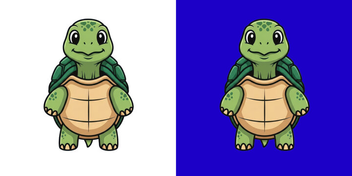 Cute cartoon turtle standing mascot character transparent png