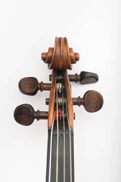 Close Up Of Wooden String Instrument Pegbox