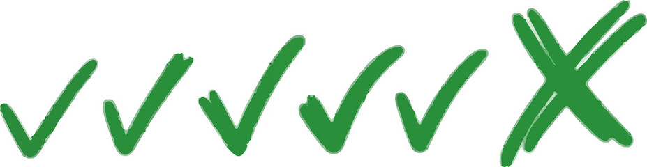 Hand-Drawn Checkmark and X Cross Mark Doodle © stock image library