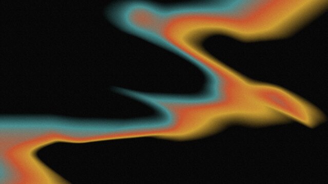 Digital illustration of abstract thermal heat map fluid gradient waves in orange, teal, and red over black background with noise grain. Ideal for technology branding, UI web headers, and graphics.