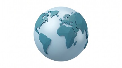 Obraz premium Stylized blue 3D planet Earth globe isolated on white background, modern geographical icon representing global connection and ecology