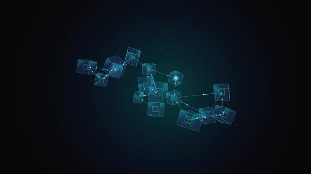 Abstract cyber grid and data stream animation loop