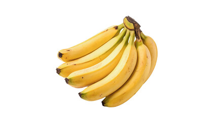 Bunch of ripe sweet yellow bananas isolated together on transparent background © Evie