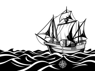Columbus Day Historic Sailing Ship Vector © Rafique AhmadGrafics