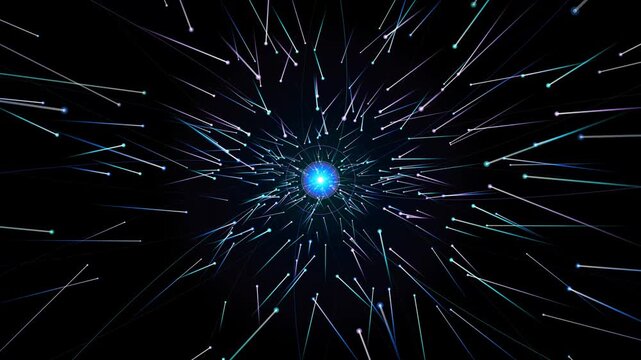 Cosmic blue particle explosion and supernova starburst animation