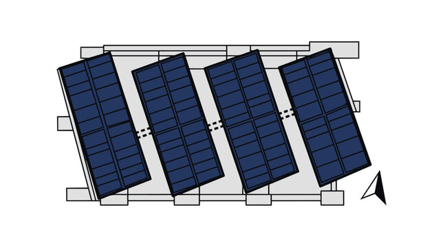 Photovoltaic Solar Panel Array Layout Architectural CAD Vector
