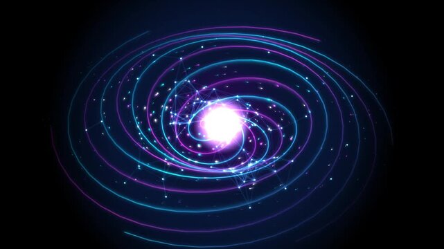 Abstract Cosmic Cybernetic Vortex Loop Seamless Loop with solid theme on high contrast dark backdrop