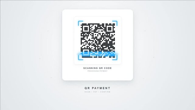QR Code Scanning for Digital Payment Animation, Smartphone Scanning QR Code, Cashless Payment, Mobile Banking, Contactless Transaction and Fintech Technology
