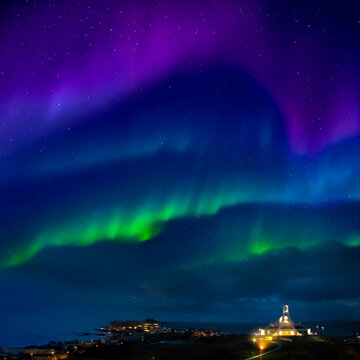 Aurora Borealis or Northern Lights at Stykkisholmur in Iceland.
