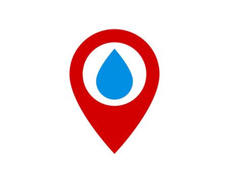Red Pin point with blue water drop inside