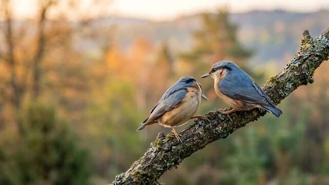two nuthatch close up at morning light in great smoky mountains tennessee usa video