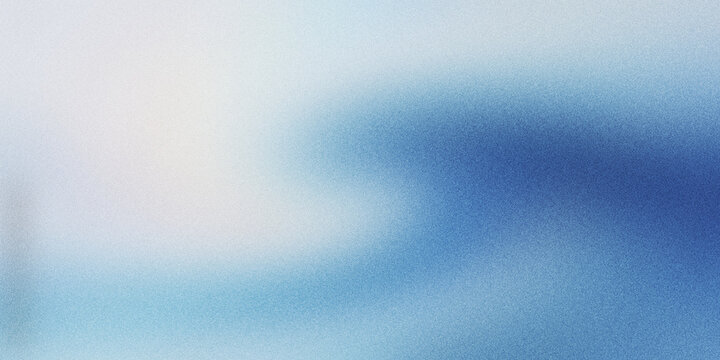 Light blue blurred abstract gradient background with soft white and deep azure wave cinematic grainy noise texture backdrop for modern clean design.