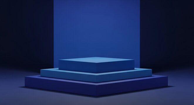 Minimalist glowing blue platform stack