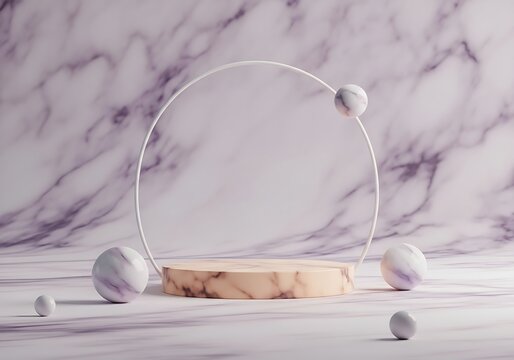 Minimalist marble spheres with circular frame