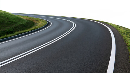 Obraz premium Curved road with white markings, route, street and highway concept, with copy space