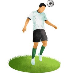 Football Player Heading Ball on Grass © Thx Studio