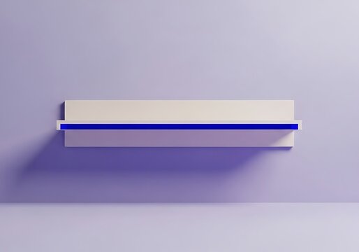 Minimalist white shelf with blue ledge
