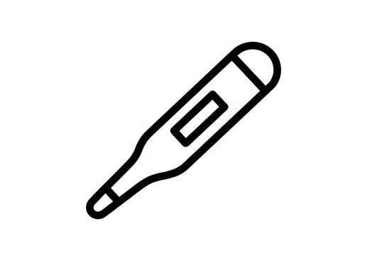 Digital thermometer icon in black outline style