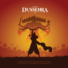 creative Happy Dussehra festival of India. of Lord Rama killing Ravana.abstract vector illustration design © arun