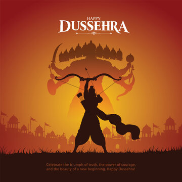 creative Happy Dussehra festival of India. of Lord Rama killing Ravana.abstract vector illustration design