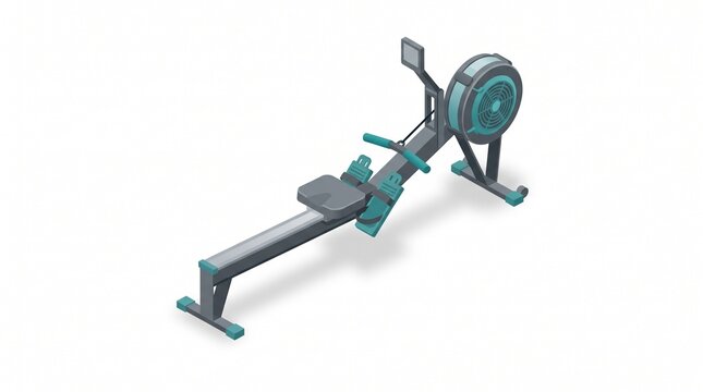 Isometric rowing machine with a flywheel and sliding seat