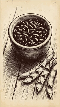 Bowl of Kidney Beans Beside Empty Pods