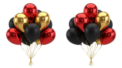 Luxury Black Red and Gold Balloons Bouquet Pair Isolated on Transparent Background for Party Celebration and Sale © PNG CREATOR