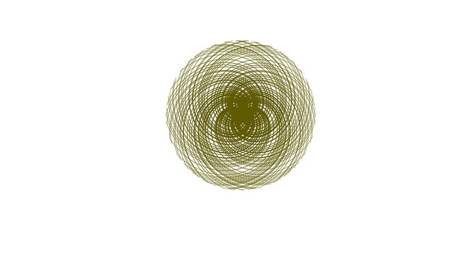 Olive green spirograph circle pattern, overlapping thin ring lines forming an abstract geometric mandala, sacred geometry design in dark yellow tones for print, logo, wallpaper and backgrounds
