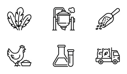 Agriculture Icons Set: Farm, Industry, Science, Food Production, Livestock, Delivery © Rahman