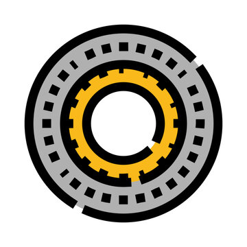 Machine ball bearing icon illustrating a mechanical component used in industrial engineering equipment for reducing friction and supporting rotation in various applications