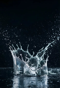 Water splash and liquid motion freshness and purity concept clean hydration and nature background high speed photography of clear water crown impact