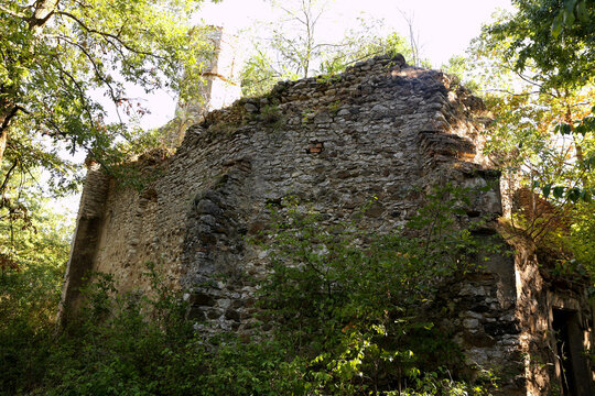 Ruins of a 12th-century medieval church in Hungary. Village of &Oacute;d&ouml;r&ouml;gd, Balaton Uplands, Western Hungary