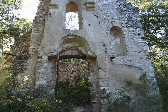 Ruins of a 12th-century medieval church in Hungary. Village of &Oacute;d&ouml;r&ouml;gd, Balaton Uplands, Western Hungary