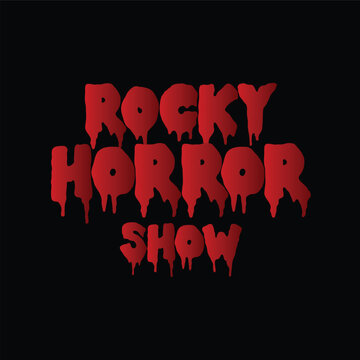 The rocky horror show logo with a red dripping blood font effect