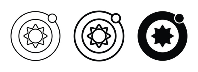 Solar System Icons, Celestial Orbits, Astronomical Sun and Planet Graphics © Rahman