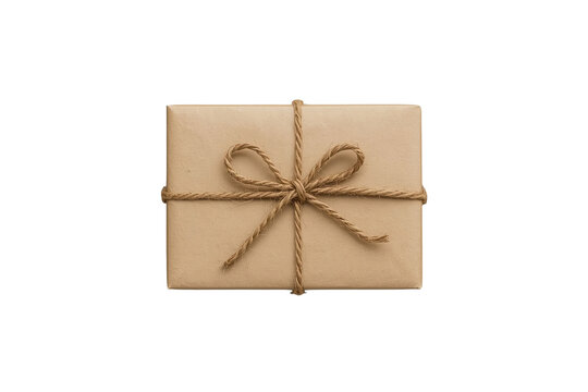 Stylish kraft paper parcel tied with twine for digital composition