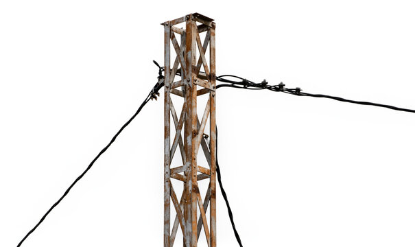 Torre de hierro galvanizado, soporte para cables el&eacute;ctricos, foto em formato png.
