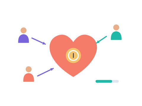 Digital donations from multiple contributors supporting a cause