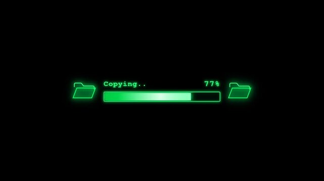 Digital Data Transfer Progress Bar Showing Copying Process Animation