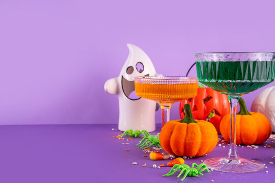 High colored bright Halloween greeting card background, Halloween party invitation or bar menu