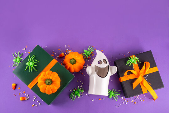 High colored bright Halloween greeting card background, Halloween party invitation or bar menu