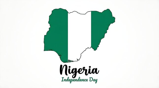Patriotic map silhouette of Nigeria with national flag design for Independence Day isolated on white background.