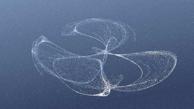 Indigo linen texture with fine grain dust and intricate abstract attractor lines forming a decorative blue patterned background in landscape orientation