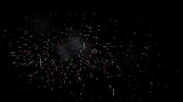 New Year fireworks display exploding in the night sky with copy space