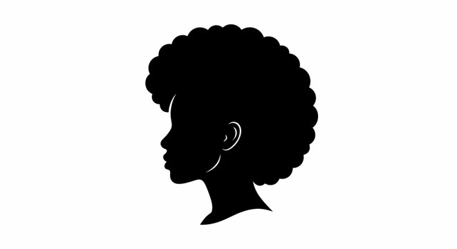 Woman with afro curly hair silhouette vector illustration