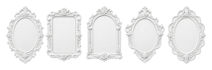 Fototapeta premium PNG Ornate vintage white decorative picture frames