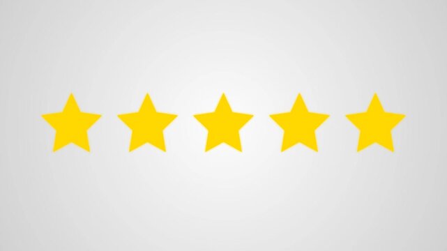 Yellow rating stars filling up on a white background