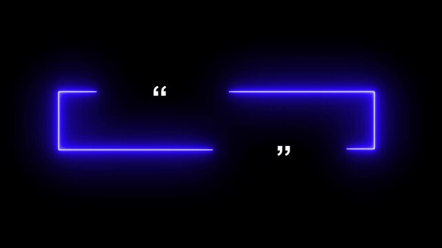 Quote Frame Animation on Black Background with copy space, quote or dialogue box or message box.  lower third design video intro, 3rd, news channel intro icon