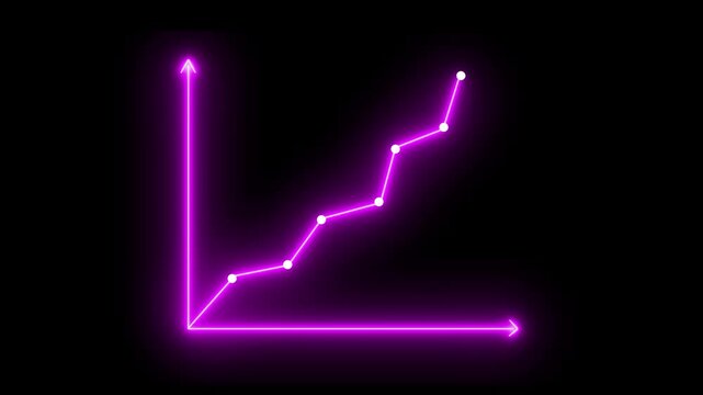 Neon sign line graph increasing business growth. business graph growth concept animation, Line graph rise, Grow or success profit, business concept. 4k video